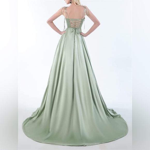 ✨NWOT ✨Satin High Slit A-Line Maxi Dresses for Women - Picture 2 of 4